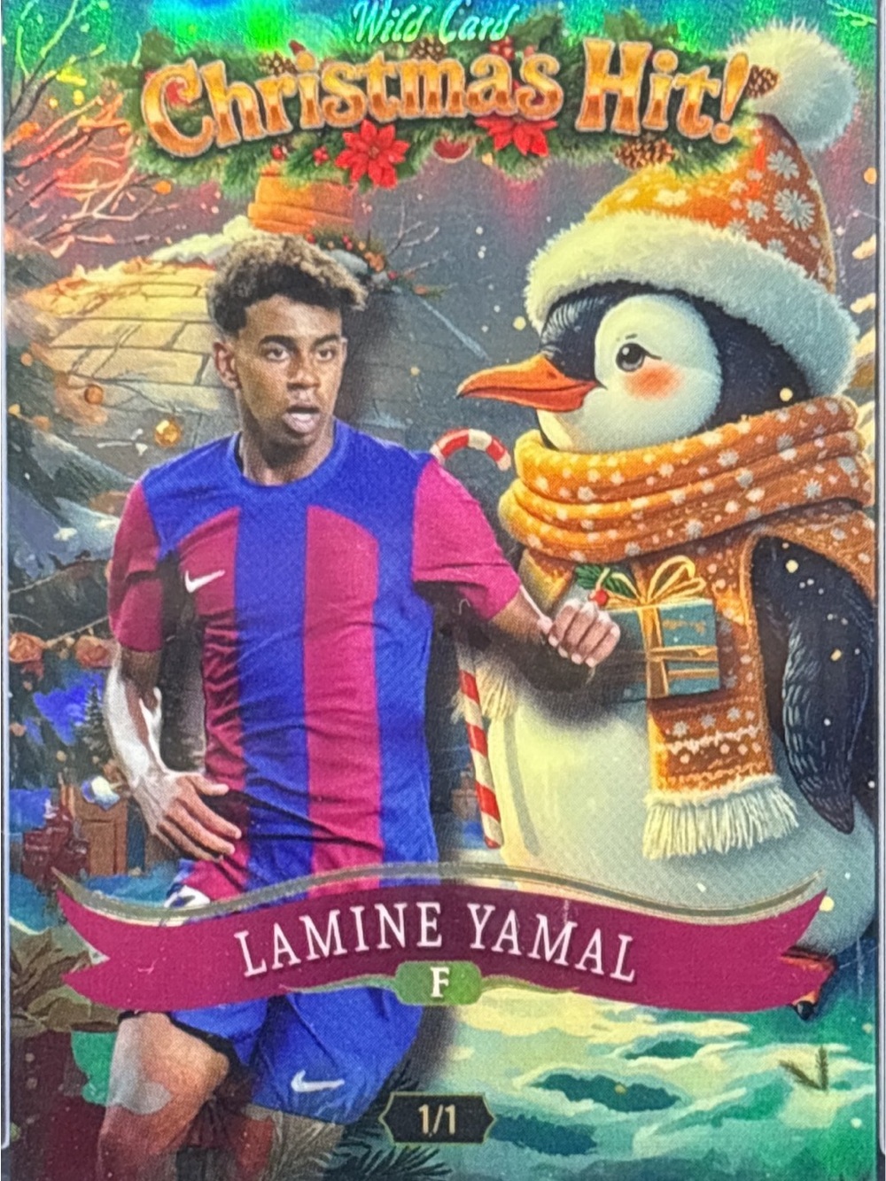Wild Card Lamine Yamal Holiday Soccer Trading Card - LE 1/1